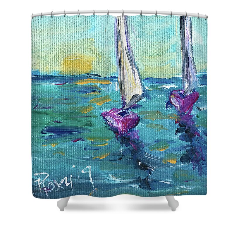 Sailboats Shower Curtain featuring the painting Afternoon Sail by Roxy Rich