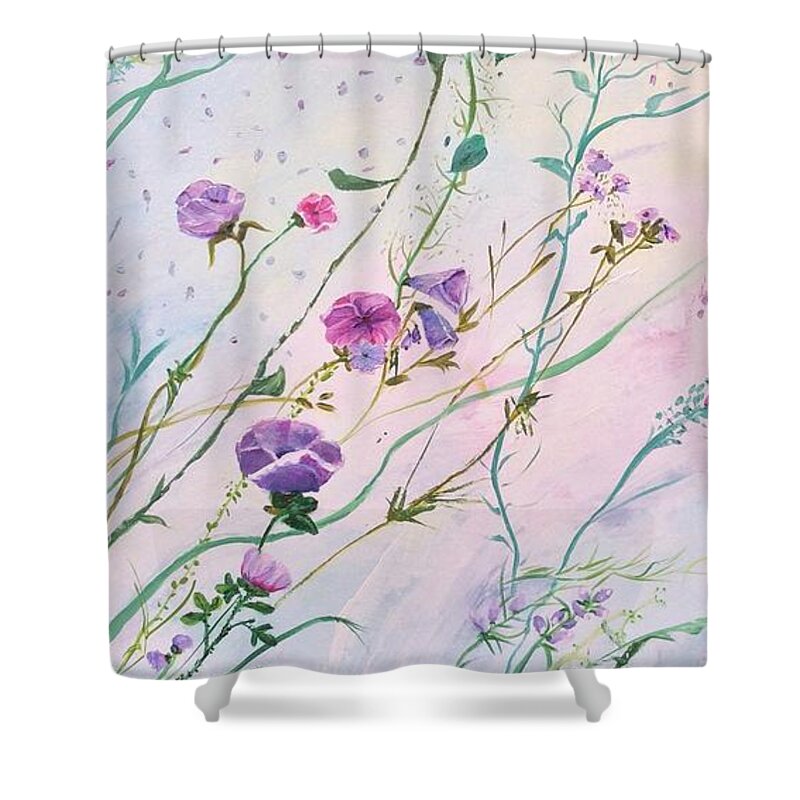 Flowers Shower Curtain featuring the painting Against All Odds III by Deborah Naves