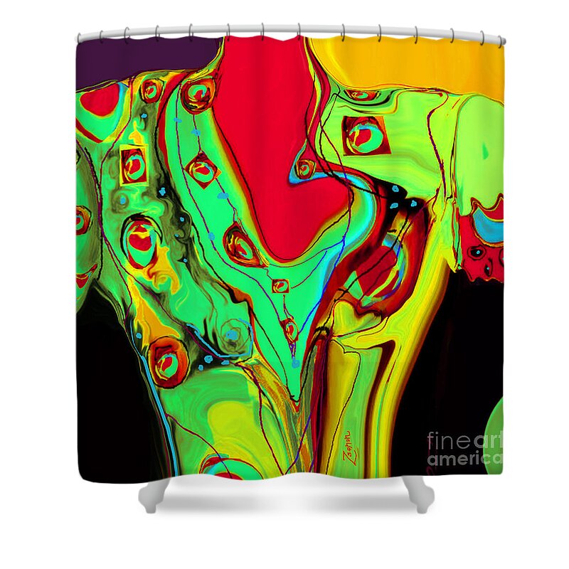 Square Shower Curtain featuring the mixed media AH LUVZ a Celebration by Zsanan Studio