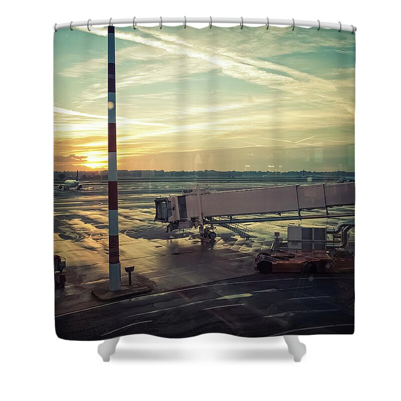 Airport Departure Area Shower Curtain featuring the photograph Airport by Cirano83