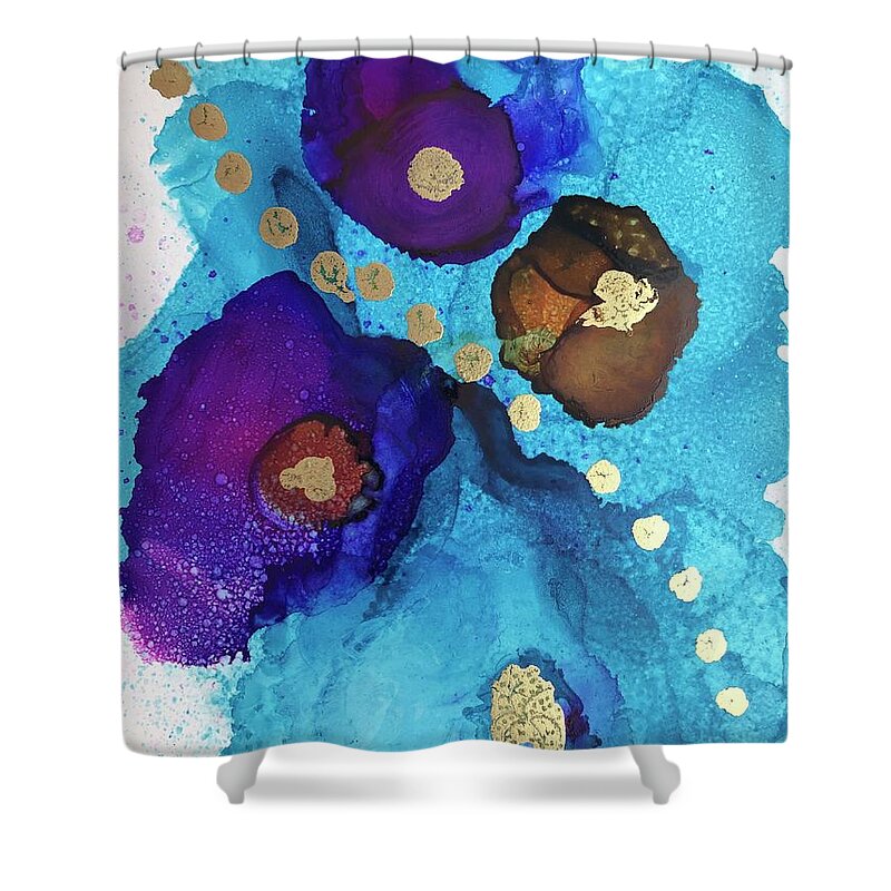 Alcohol Shower Curtain featuring the painting Alcohol Ink - 15 by Monika Shepherdson