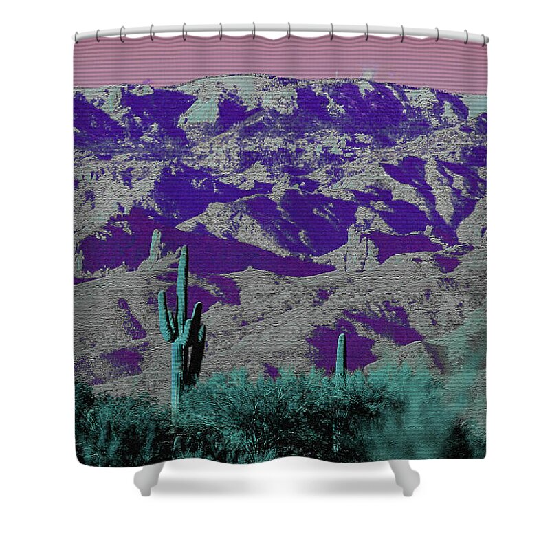Mount Lemmon Shower Curtain featuring the digital art Alien Colors on Mount Lemmon by Chance Kafka