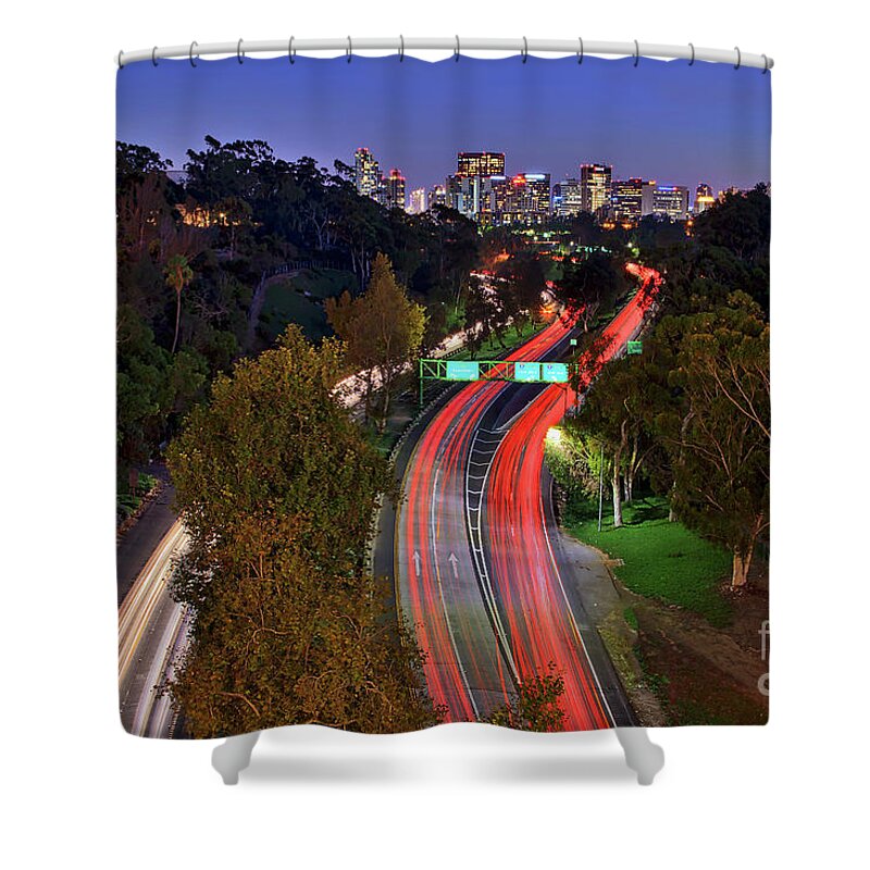 163 Highway Shower Curtain featuring the photograph All Roads Lead to Americas Finest City by Sam Antonio