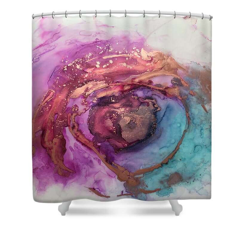 Gold Shower Curtain featuring the painting All That is Gold by Christy Sawyer