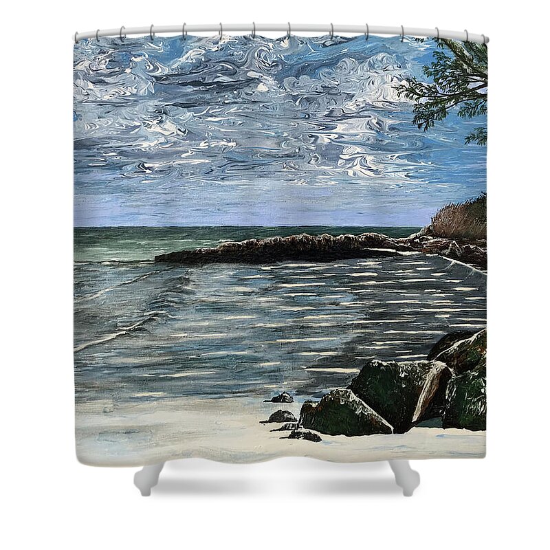 Shore Shower Curtain featuring the painting Along The Coast by Mr Dill