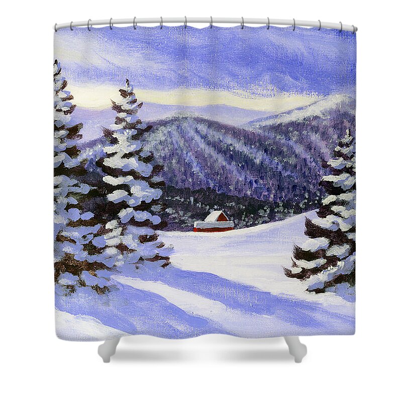Winter Shower Curtain featuring the painting Alpine Winter Sketch by Richard De Wolfe