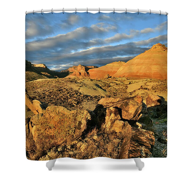 Ruby Mountain Shower Curtain featuring the photograph Amazing Clouds over Ruby Mountain and Colorado National Monument by Ray Mathis