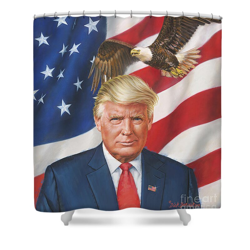President Donald J. Trump Shower Curtain featuring the painting America Soaring by Dick Bobnick