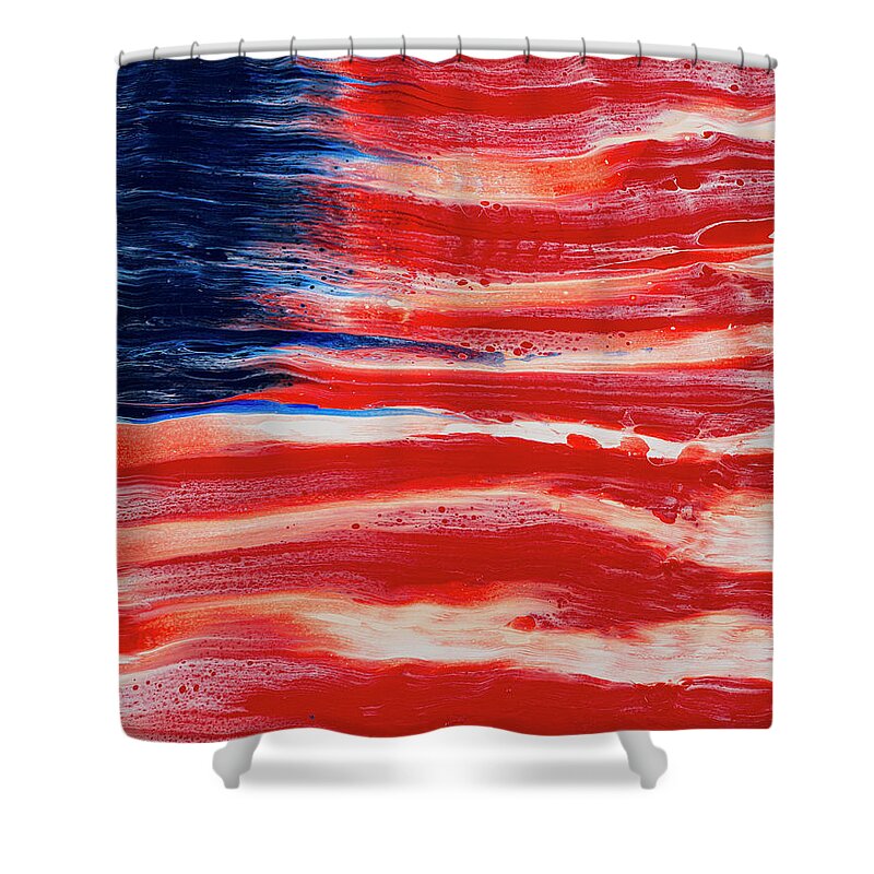 American Flag Shower Curtain featuring the painting American Flag Abstraction by Darice Machel McGuire