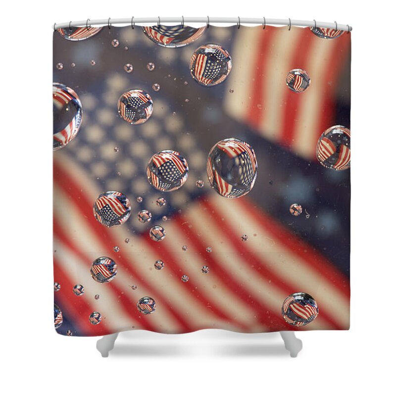 American Flag Shower Curtain featuring the photograph American flag by Minnie Gallman