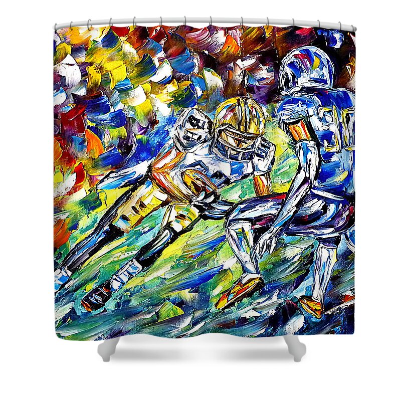 I Love Football Shower Curtain featuring the painting American Football by Mirek Kuzniar