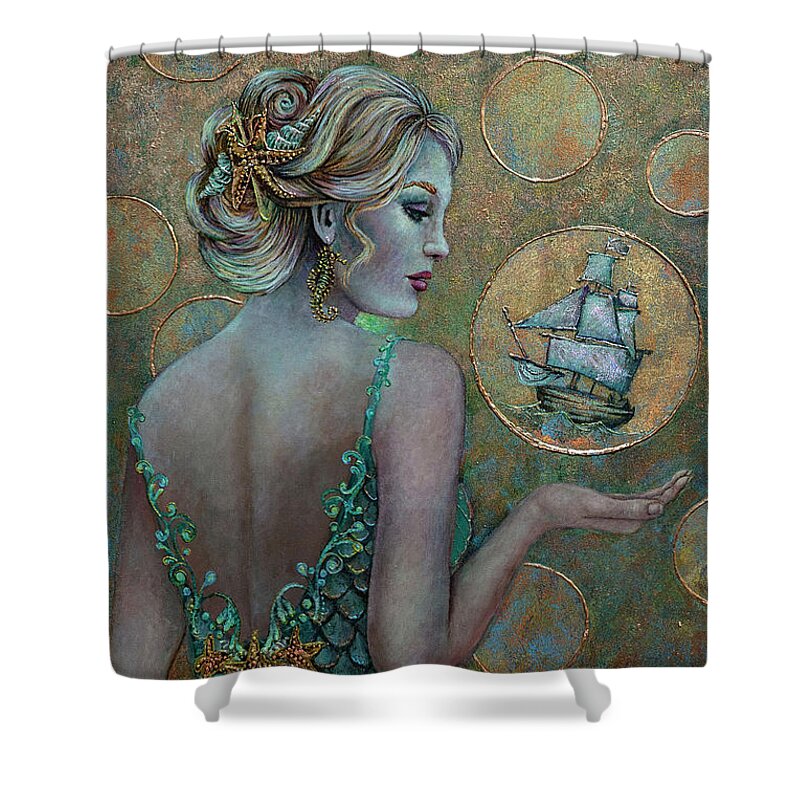 Sea Goddess Shower Curtain featuring the painting Amphitrite, Wife of Poseidon by Geraldine Arata