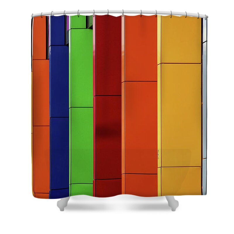 In A Row Shower Curtain featuring the photograph Amsterdam Arena by Peterkok Photography