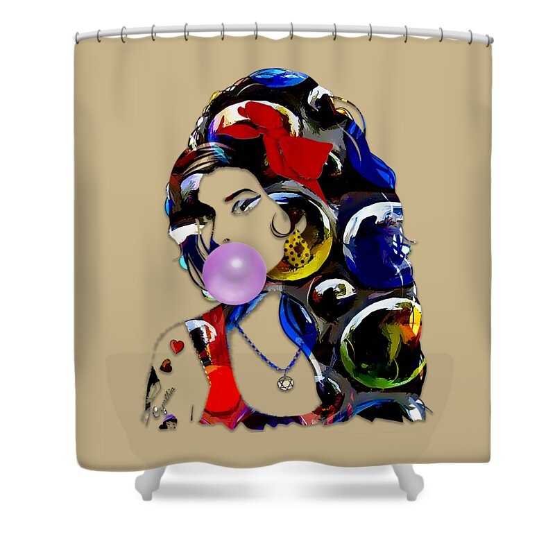 Amy Jade Winehouse Shower Curtain featuring the mixed media Amy Jade Winehouse by Marvin Blaine