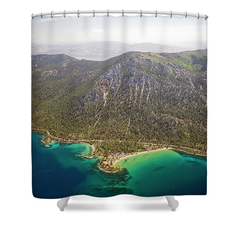 Scenics Shower Curtain featuring the photograph An Aerial View Of Sand Harbor On The by Rachid Dahnoun