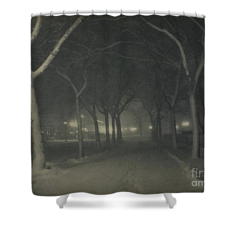 City Shower Curtain featuring the photograph An Icy Night, New York, 1898 by Alfred Stieglitz