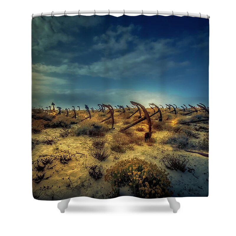 Anchors Graveyard Shower Curtain featuring the photograph Anchors drop by Micah Offman