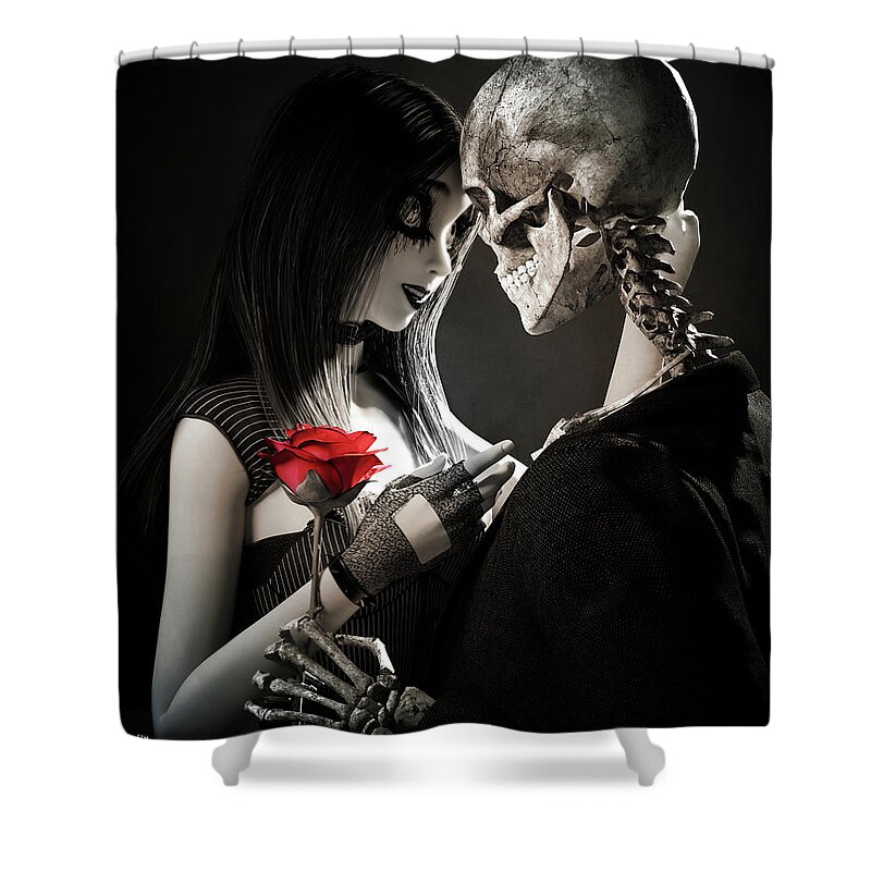 Black And White Shower Curtain featuring the digital art Ancient Love by Robert Hazelton