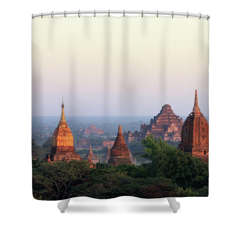 Panoramic Shower Curtain featuring the photograph Ancient Temples In Full Scenery by Pinnee
