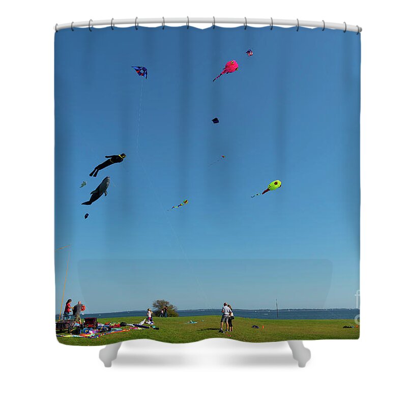 Kite Shower Curtain featuring the photograph And Not One Tangle by Joe Geraci