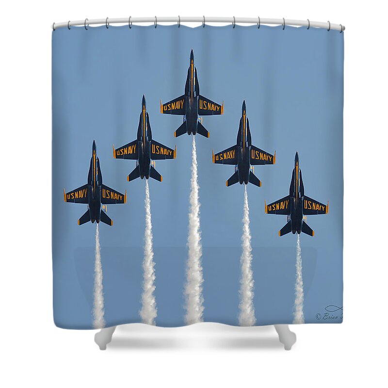 Blue Angels Shower Curtain featuring the photograph Angels Overhead by Brian Tada