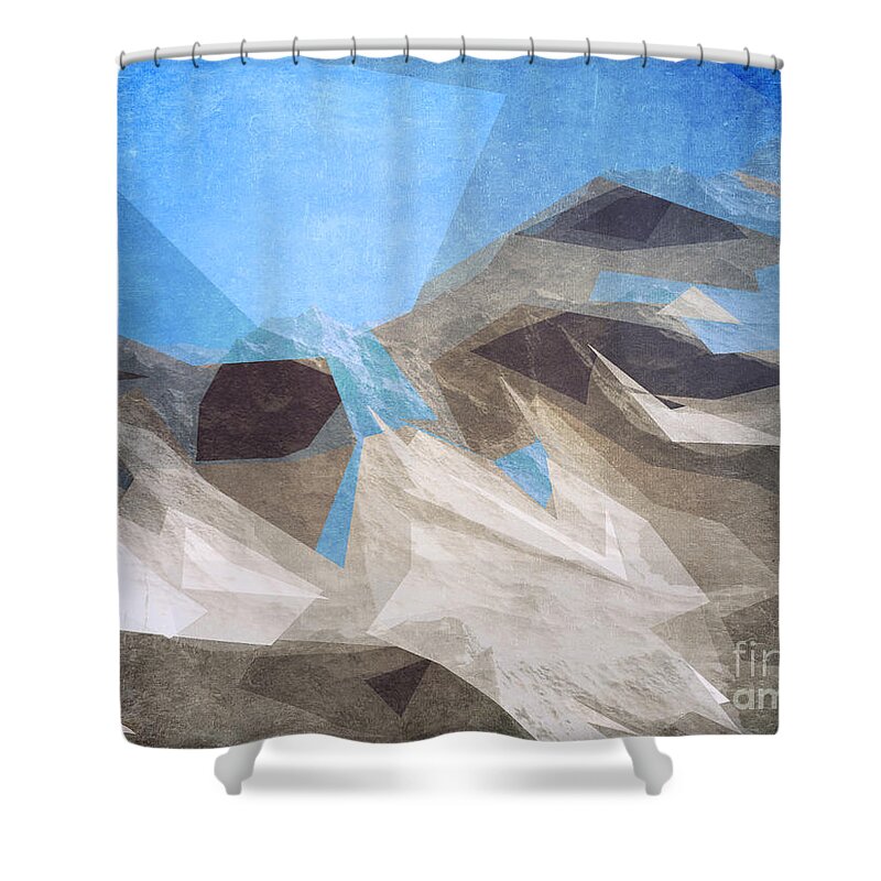 Mountain Shower Curtain featuring the digital art Angles Mountain by Phil Perkins