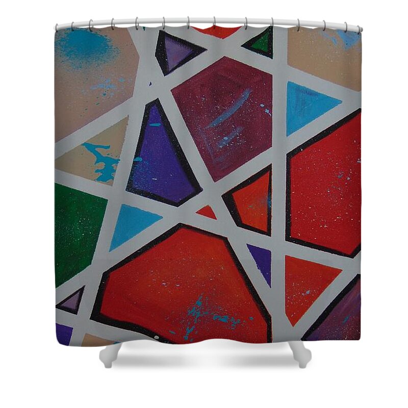 Geometry Shower Curtain featuring the painting Angles of Life by Antonio Moore