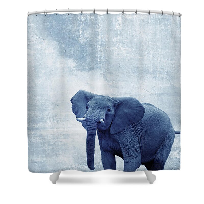 Kenya Shower Curtain featuring the photograph Angry Elephant In Textured Setting by Grant Faint