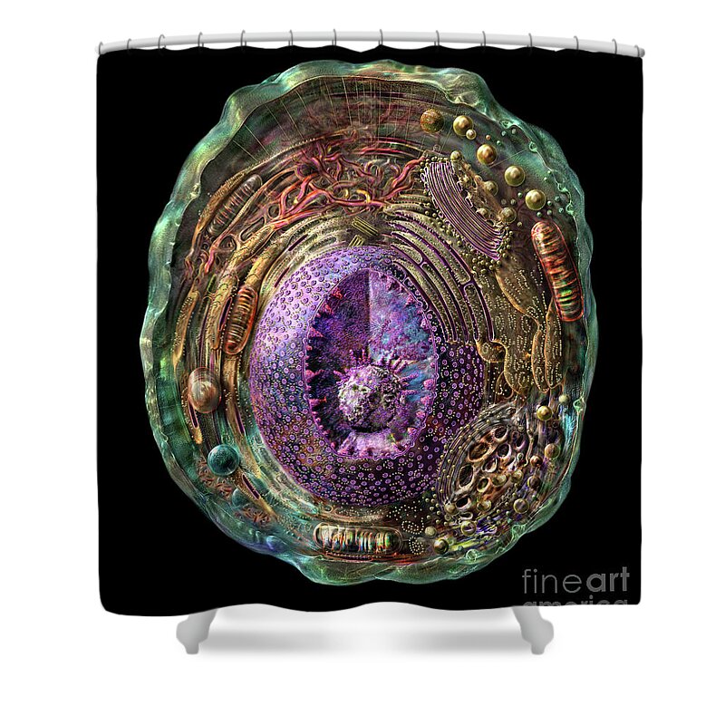 Animal Shower Curtain featuring the digital art Animal Cell by Russell Kightley