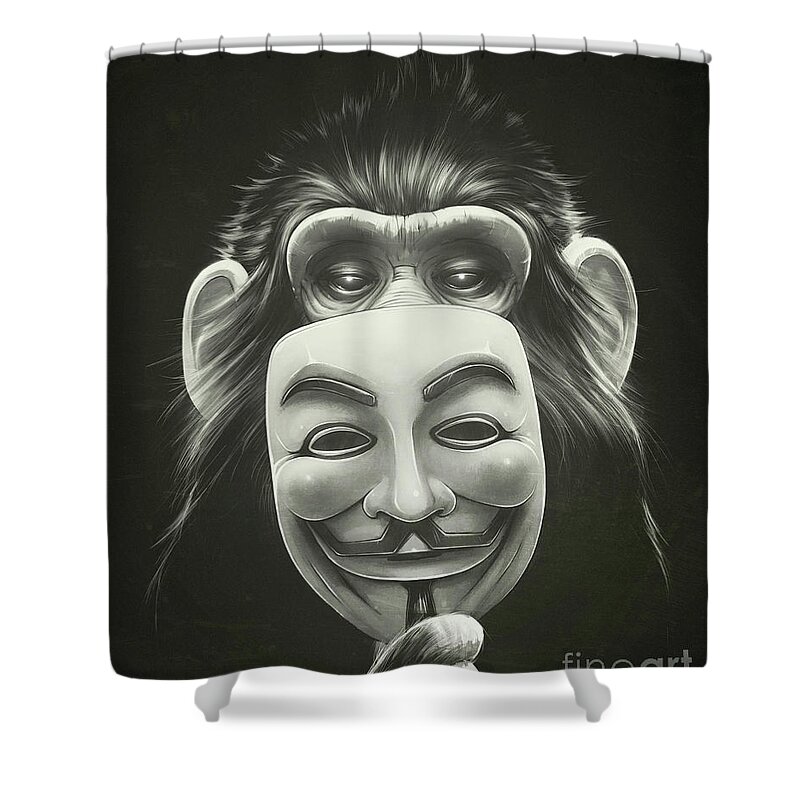 Ape Shower Curtain featuring the digital art Annonymous II by Lukas Brezak