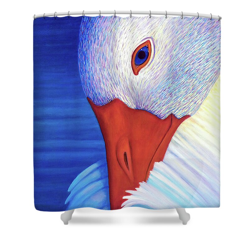 Swan Shower Curtain featuring the painting Another World by Brian Commerford