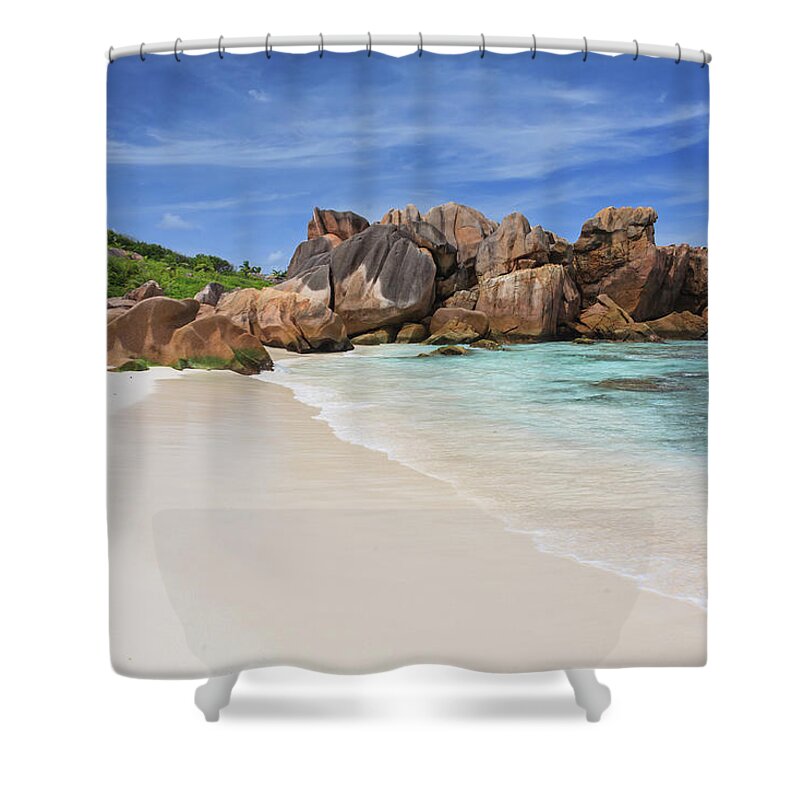 Tranquility Shower Curtain featuring the photograph Anse Coco In La Digue, Seychelles by © Frédéric Collin
