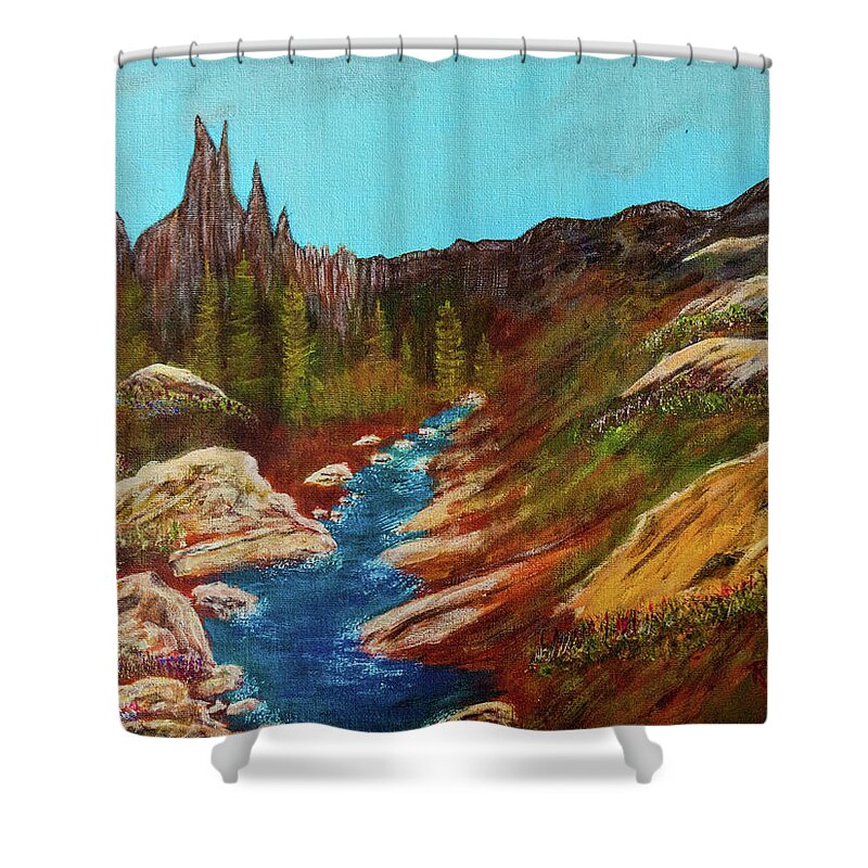 Ansel Shower Curtain featuring the painting Ansel Adams Wilderness by Randy Sylvia
