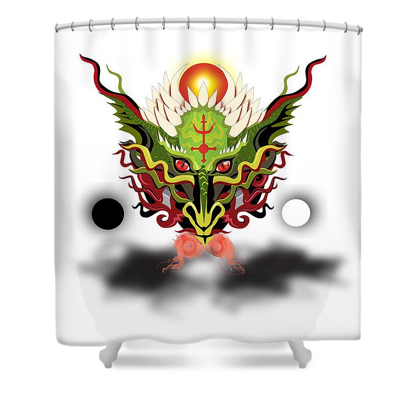 Dragon Shower Curtain featuring the digital art Antimony by Jessy Chaidez