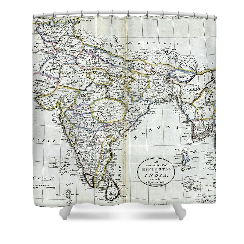 India Shower Curtain featuring the photograph Antique map of India  by Steve Estvanik