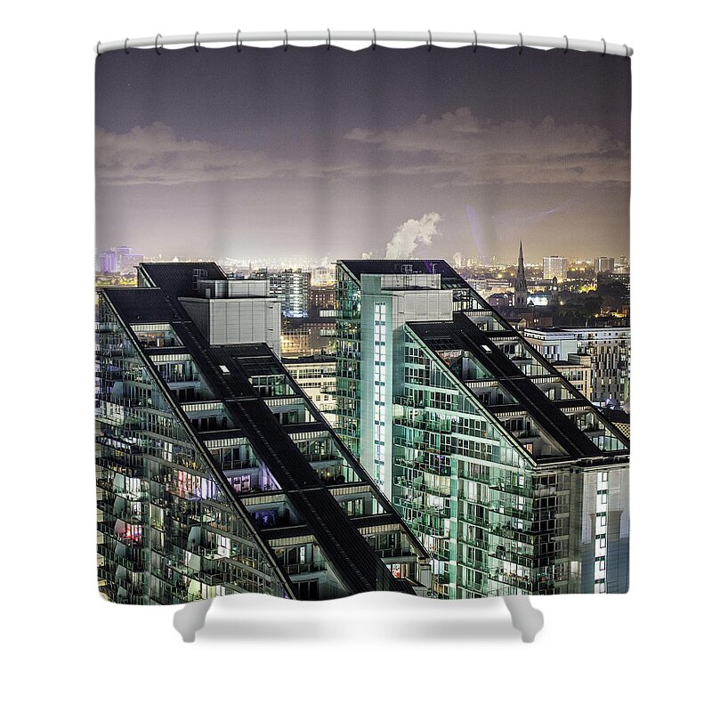 Tranquility Shower Curtain featuring the photograph Apartment Buildings by Mark Lovatt
