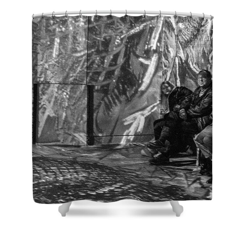 Black And White Shower Curtain featuring the photograph Apolcalypse 402 by Jessica Levant