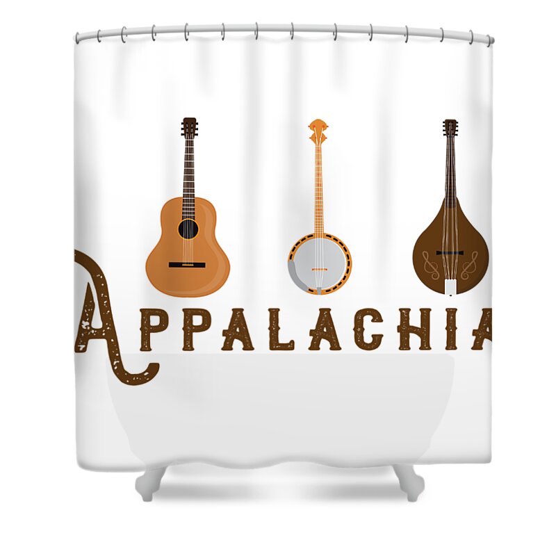 Appalachian Music Shower Curtain featuring the digital art Appalachia Mountain Music White Mountains by Heather Applegate
