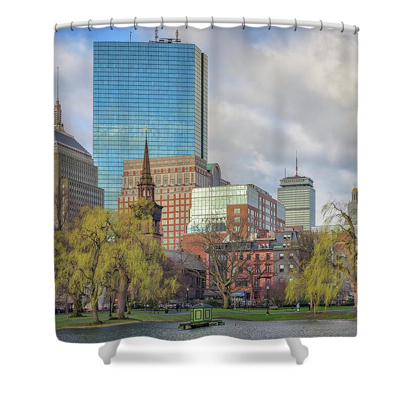 Boston Shower Curtain featuring the photograph April Morning in Boston's Public Garden by Kristen Wilkinson