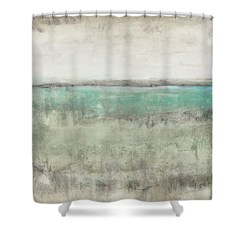 Landscapes Shower Curtain featuring the painting Aqua Horizon I by Tim Otoole