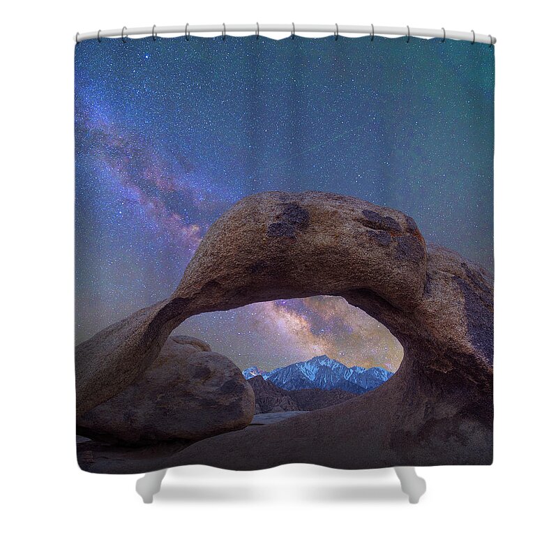 00568909 Shower Curtain featuring the photograph Arch And Milky Way, Alabama Hills, Sierra Nevada, California by Tim Fitzharris