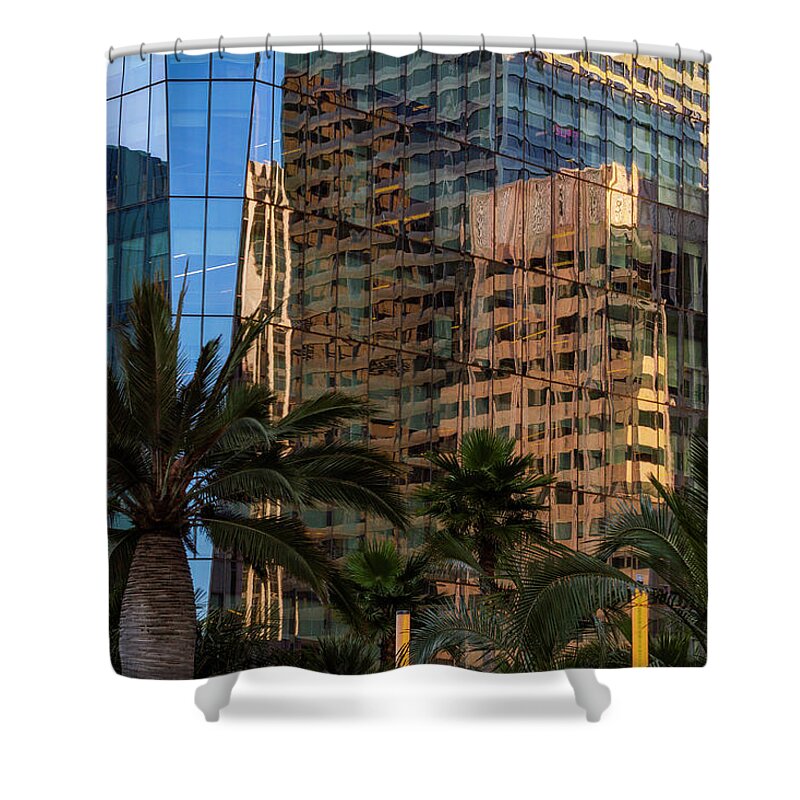 Architectural Reflections Shower Curtain featuring the photograph Architectural Reflections by Bonnie Follett