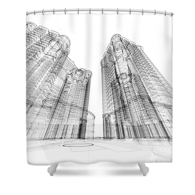 Plan Shower Curtain featuring the photograph Architecture Sketch by Teekid