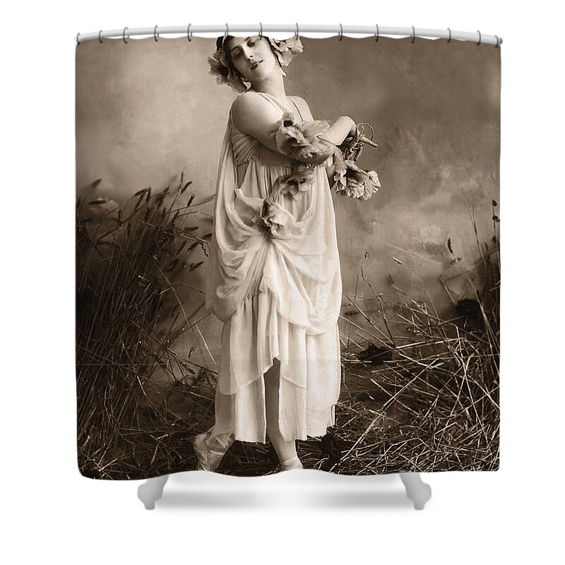 Ballet Dancer Shower Curtain featuring the photograph Archive Shot Female Dance In Robe With by Fpg