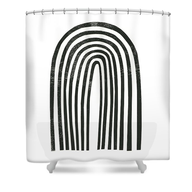 Abstract Shower Curtain featuring the painting Arcobaleno Nero Iv by Emma Scarvey