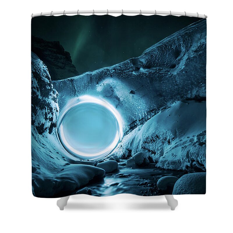 Orb Shower Curtain featuring the digital art Arctic Portal by Pelo Blanco Photo