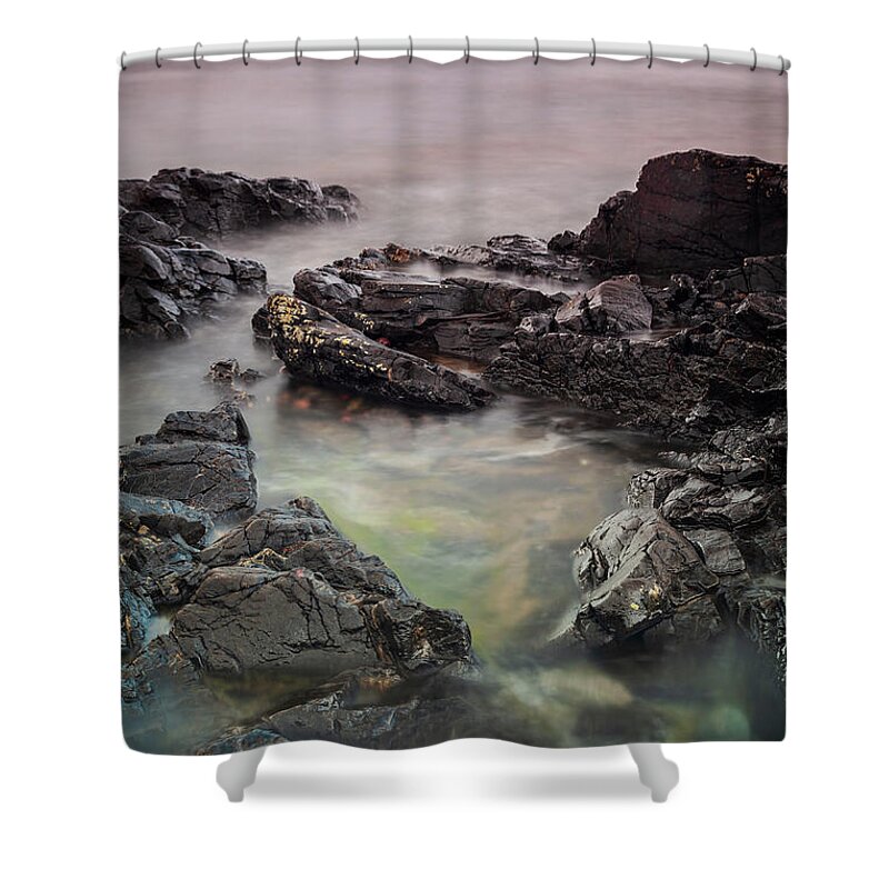 Arild Shower Curtain featuring the photograph Arild village rocky beach by Sophie McAulay