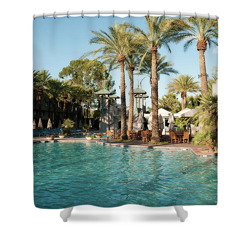 Swimming Pool Shower Curtain featuring the photograph Arizona Biltmore Hotel Swimming Pool At by Awelshlad
