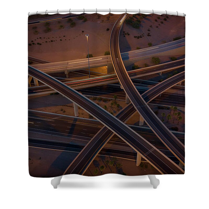 Sun Shower Curtain featuring the photograph Arizona Highway Exchange by Anthony Giammarino