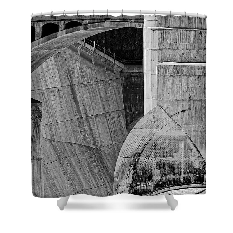 Concrete Forms Shower Curtain featuring the photograph Concrete Forms -- Hoover Dam Arizona Spillway in Arizona by Darin Volpe